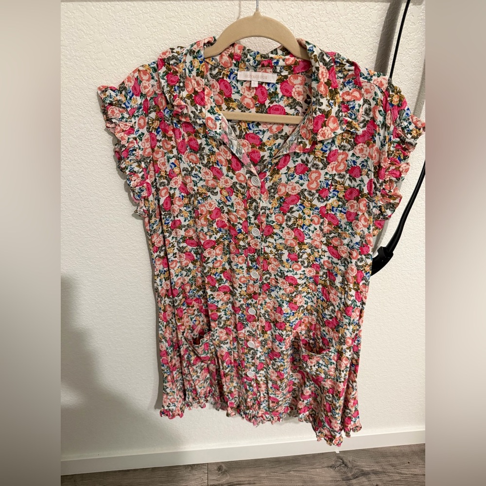 Olivaceous Multicolor Floral Mini Dress with Ruffle Sleeves